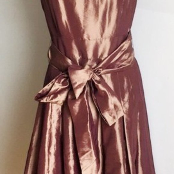 Eliza J brown bronze  iridescent fit and flare satin dress size large - Picture 3 of 3